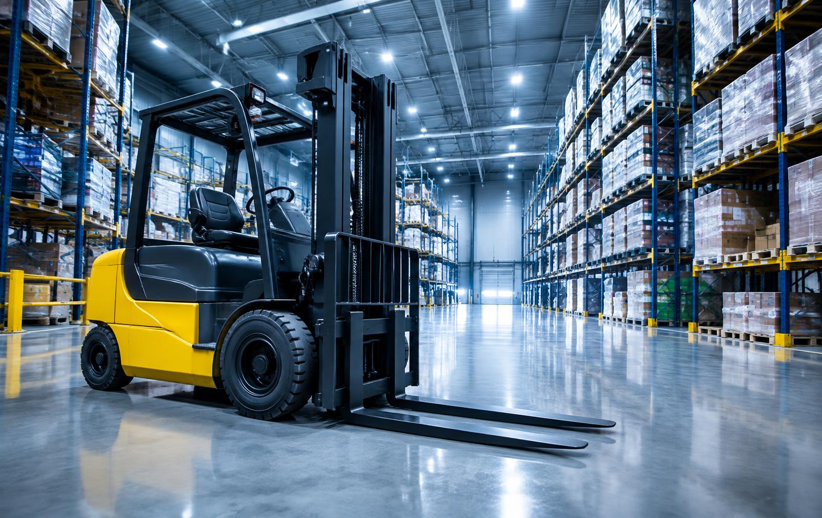 Depoda sarı forklift